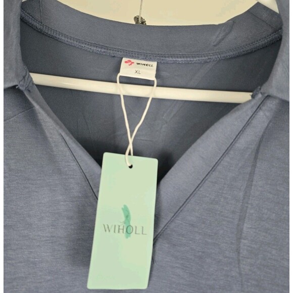 WIHOLL Women’s Blue Long Sleeve Collared Knit Mini Dress XL – Casual Pullover - Picture 5 of 10